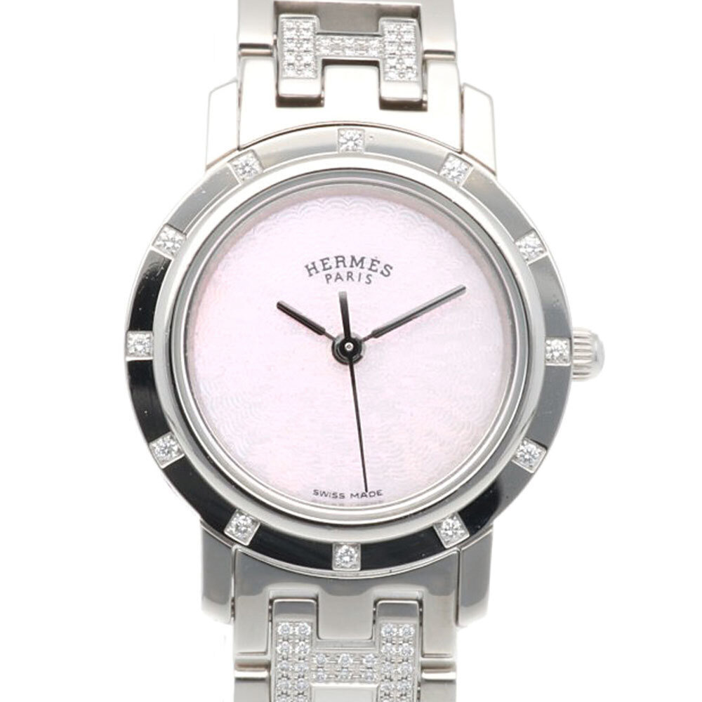 Hermes Clipper Nacre Wristwatch, Stainless Steel CL4.230 Quartz, Polished, La...